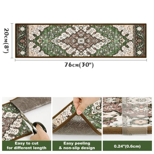 Non-Slip Stair Treads with Tape Colorful Chenille Stair Runner Rug
