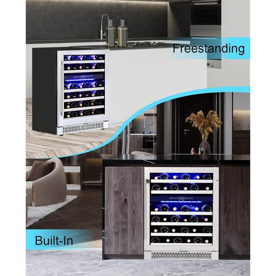 Luchar Wine Fridge 24 Inch, 46 Bottles Wine Fridge Cooler with Temperature Memory & Touchscreen Design