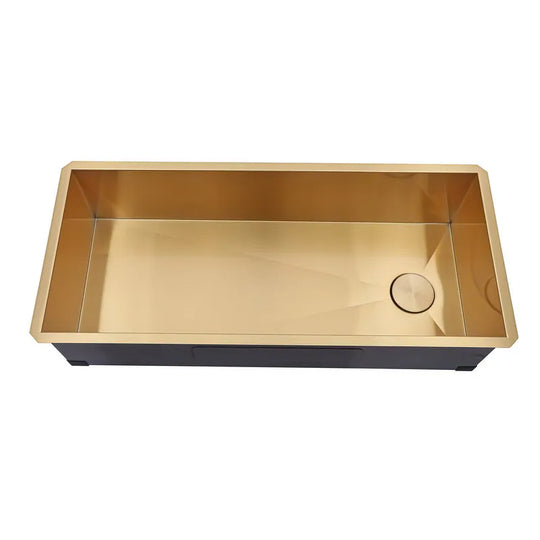 Kingsman 42 Inch Satin Gold Matte Stainless Steel Undermount 16-Gauge Kitchen Sink Single Bowl