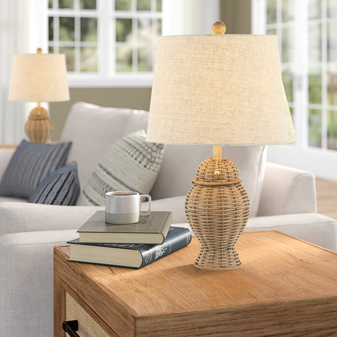 Hunter Wicker 20.5" Bohemian Rustic Iron LED Table Lamp