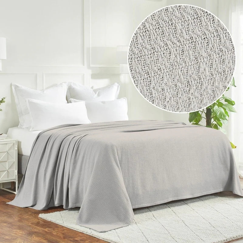 Waffle Weave Honeycomb Knit Soft Cotton Blanket