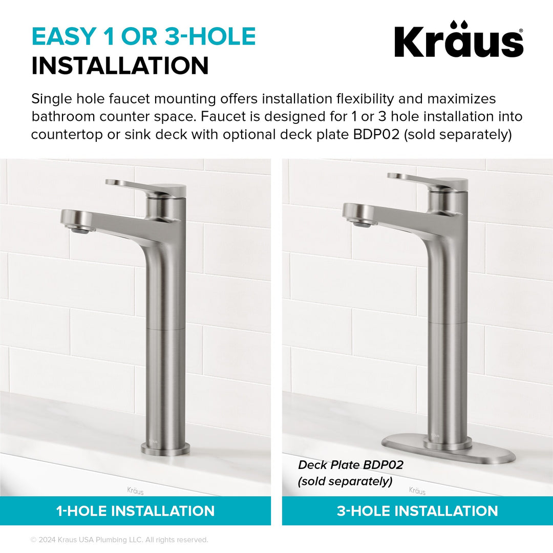 Indy Single Handle Vessel Bathroom Faucet with Pop up Drain