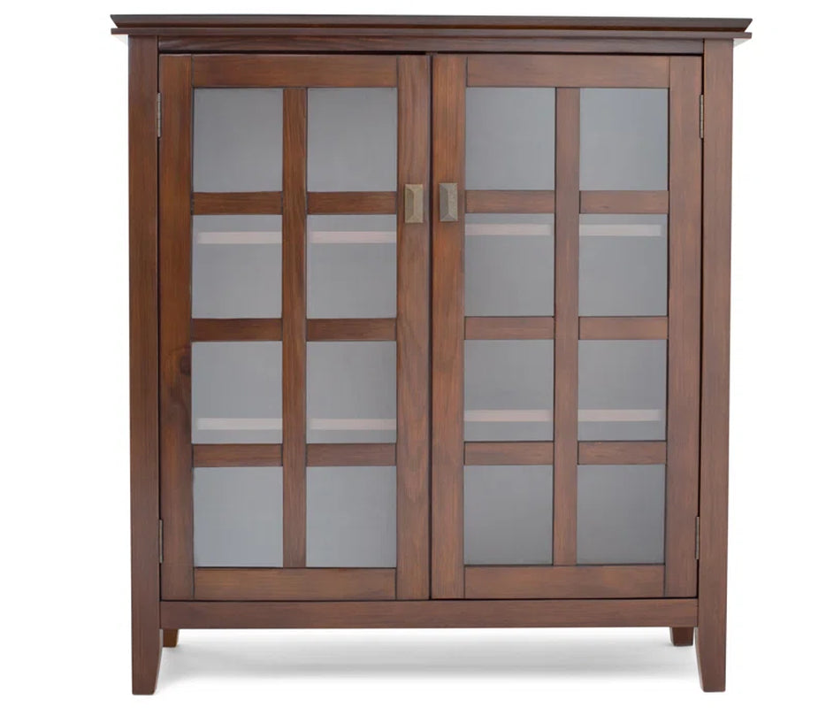 Artisan 38"W Solid Wood Transitional Medium Storage Cabinet with Glass Doors and Adjustable Shelves
