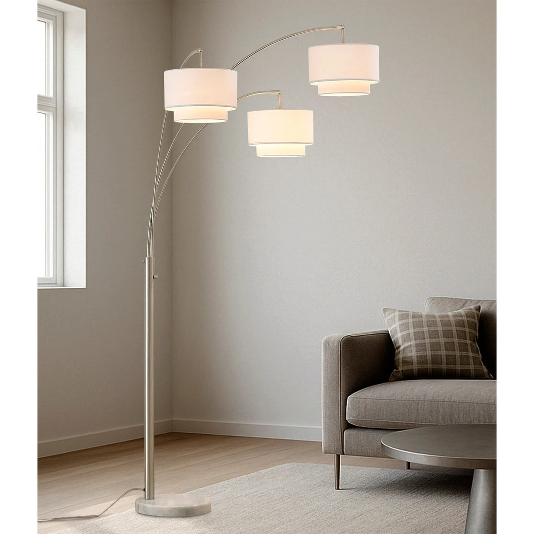 Broadway 3-Light 4-Way Switch Arch Floor Lamp