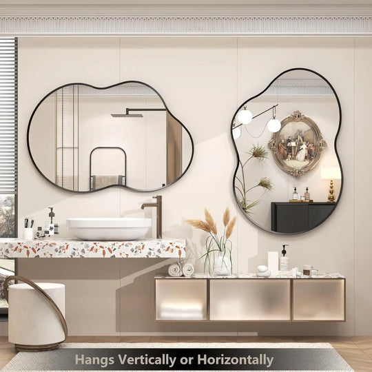 Asymmetrical Cloud High-Strength Aluminum Alloy Framed Easy French Mounted Wall Mirror