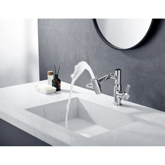 Rotatable Bathroom Faucet with Temperature Display in Fahrenheit (Batteries-Free), BF2204