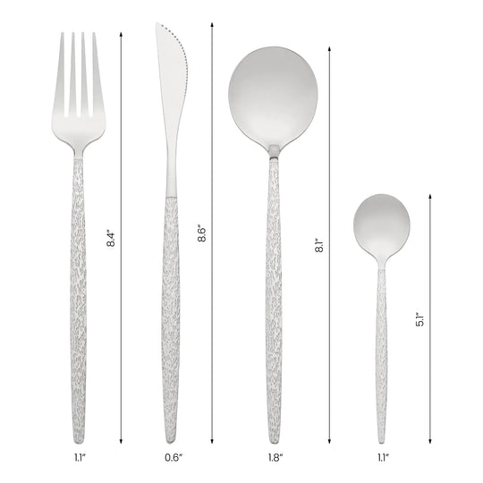 24 PCS Silverware Set, Stainless Steel Flatware with Knife, Spoons and Fork, Mirror Polished Cutlery Serving Utensils Set