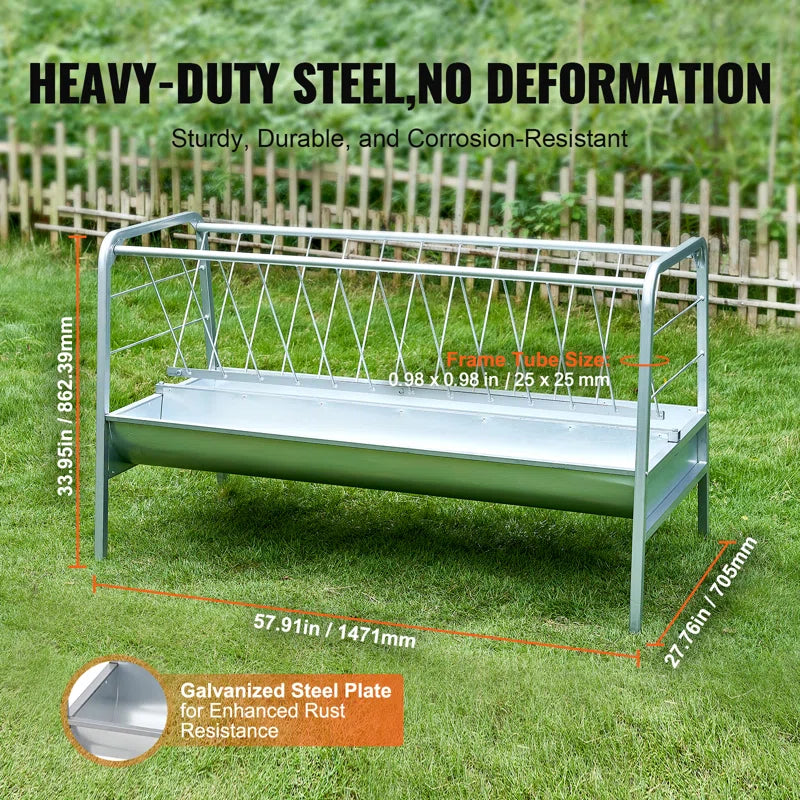 Livestock Hay Feeder 2 in 1 Grain & Hay Feeder 80 Gallons for Sheep