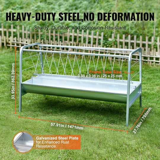Livestock Hay Feeder 2 in 1 Grain & Hay Feeder 80 Gallons for Sheep