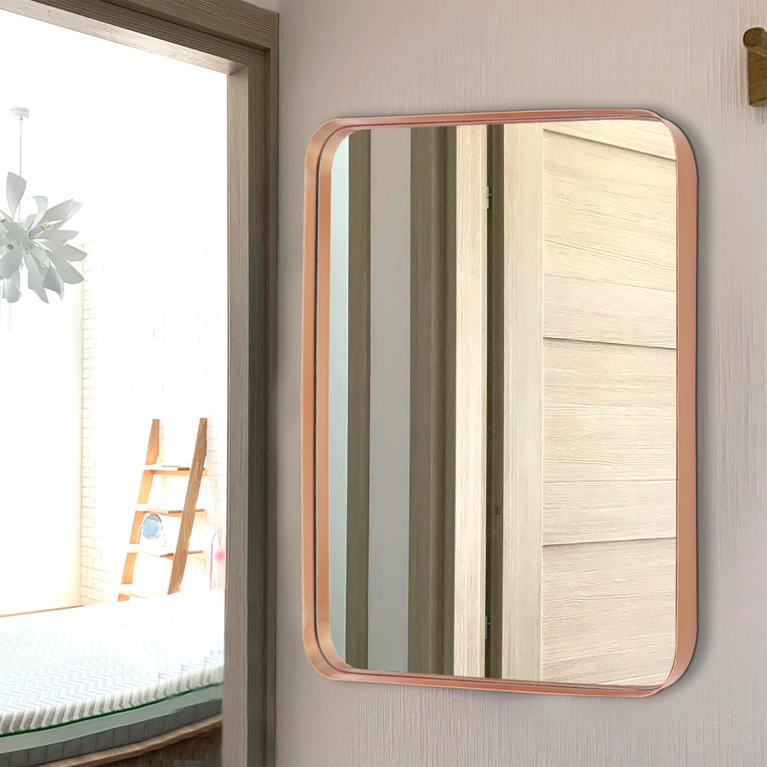 Modern Rounded Rectangle Metal Frame Wall Mirror