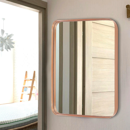 Modern Rounded Rectangle Metal Frame Wall Mirror