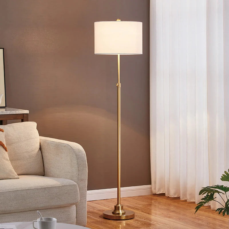 63.5" Standard Adjustable Floor Lamp with Fabric Linen Shade
