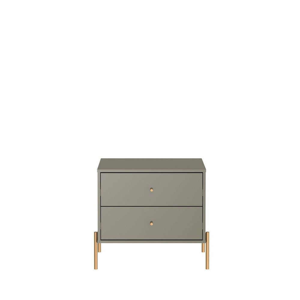 Jasper Nightstand with Steel Gold Legs in White Gloss