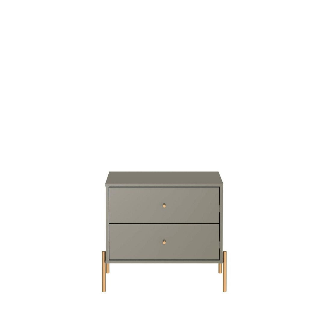 Jasper Nightstand with Steel Gold Legs in White Gloss