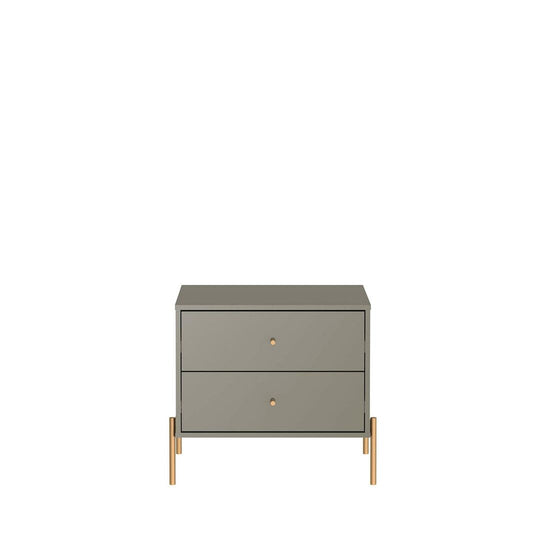 Jasper Nightstand with Steel Gold Legs in White Gloss