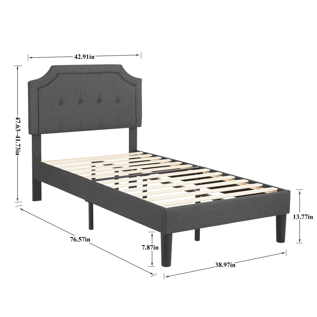 Javlergo Modern Upholstered Bed Frame with Height Adjustable Headboard Heavy-Duty Frame No Box Spring Needed
