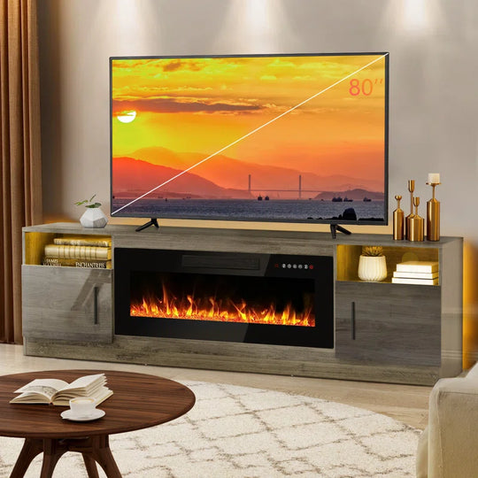 Alazik TV Stand for Tvs up to 78" with Fireplace Included