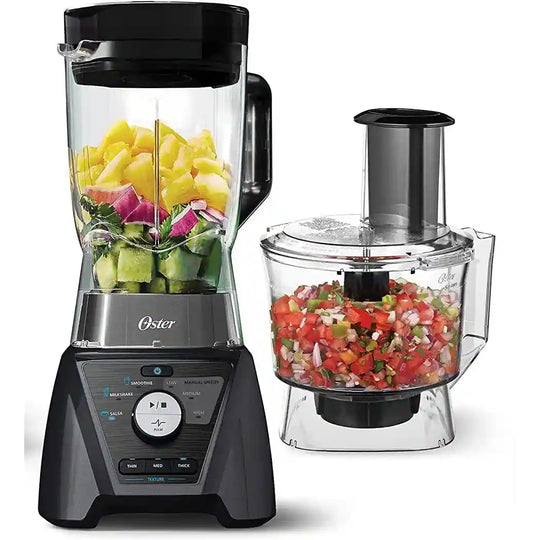 Blender and Food Processor Combo with 3 Settings for Smoothies, Shakes, and Food Chopping - Metallic Gray
