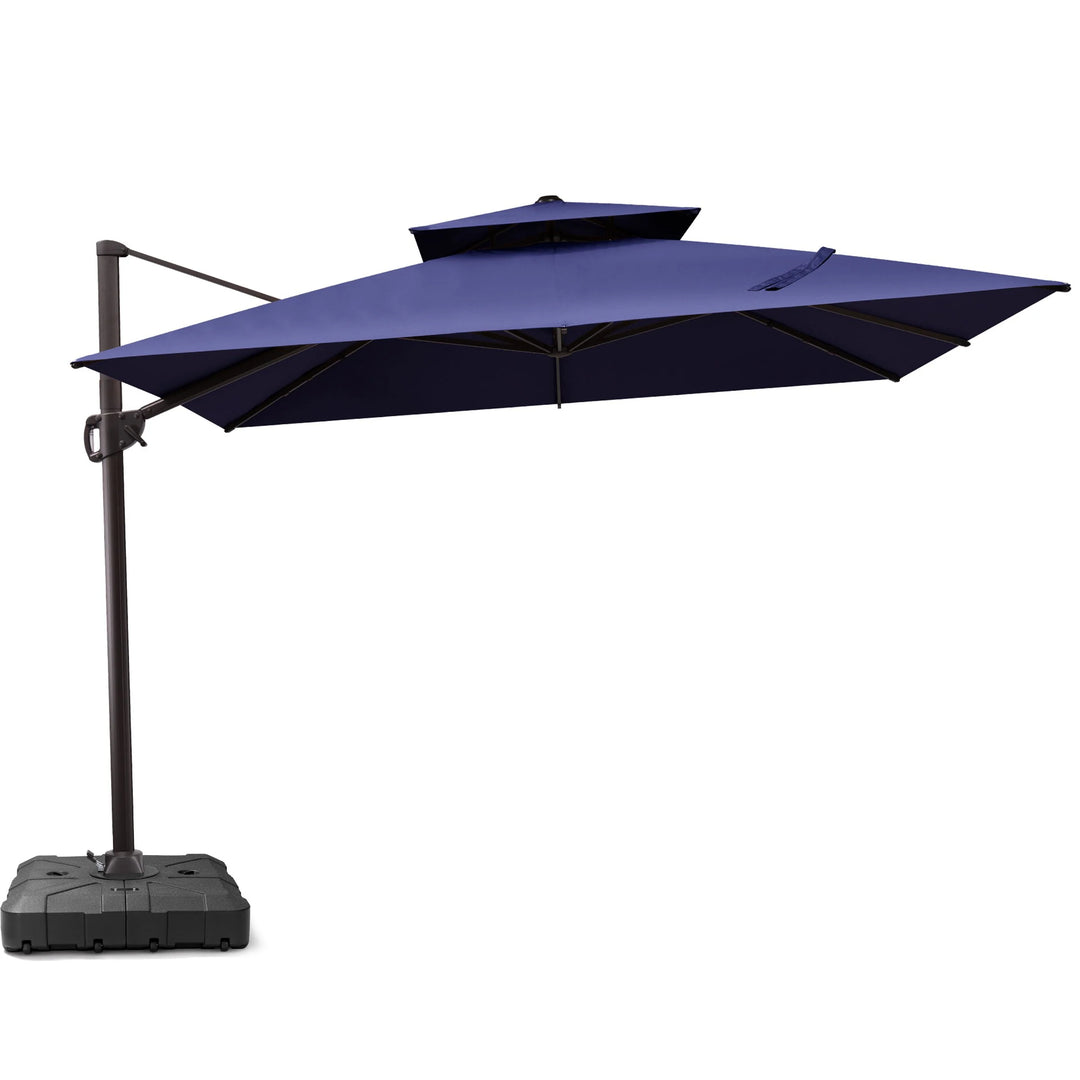 11 X 11 FT Outdoor Square Patio Cantilever Offset Umbrella with Crank and 360 Degrees Rotation