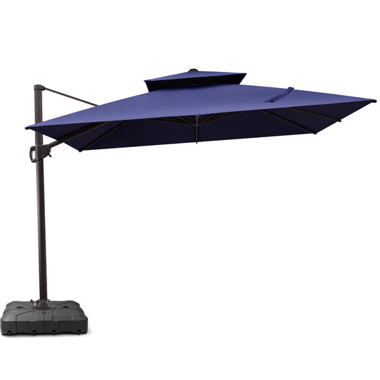 11 X 11 FT Outdoor Square Patio Cantilever Offset Umbrella with Crank and 360 Degrees Rotation