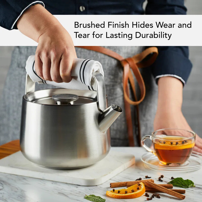 Kitchenaid Stainless Steel Whistling Induction Teakettle, 1.9 Quart, Brushed Stainless Steel