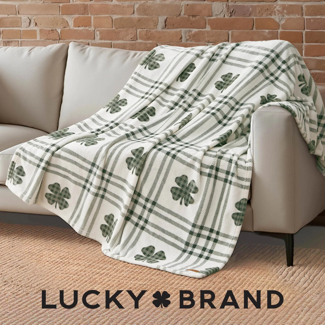 Lucky Clovers Plush Throw Blankets