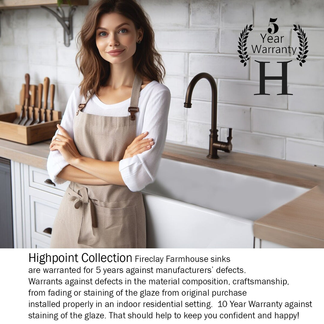 31-Inch Fireclay White Farmhouse Kitchen Sink - 31 X 18 X 8.75 Inches