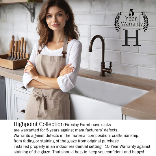 31-Inch Fireclay White Farmhouse Kitchen Sink - 31 X 18 X 8.75 Inches
