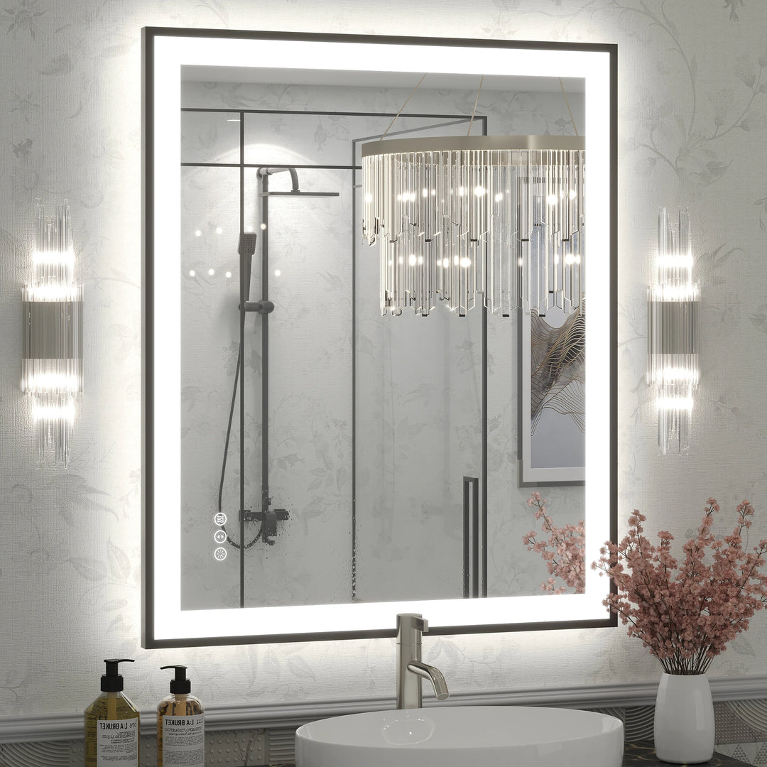 Extra Large Black Frame LED Bathroom Vanity Mirror with 3 Years Warranty and UL Certified