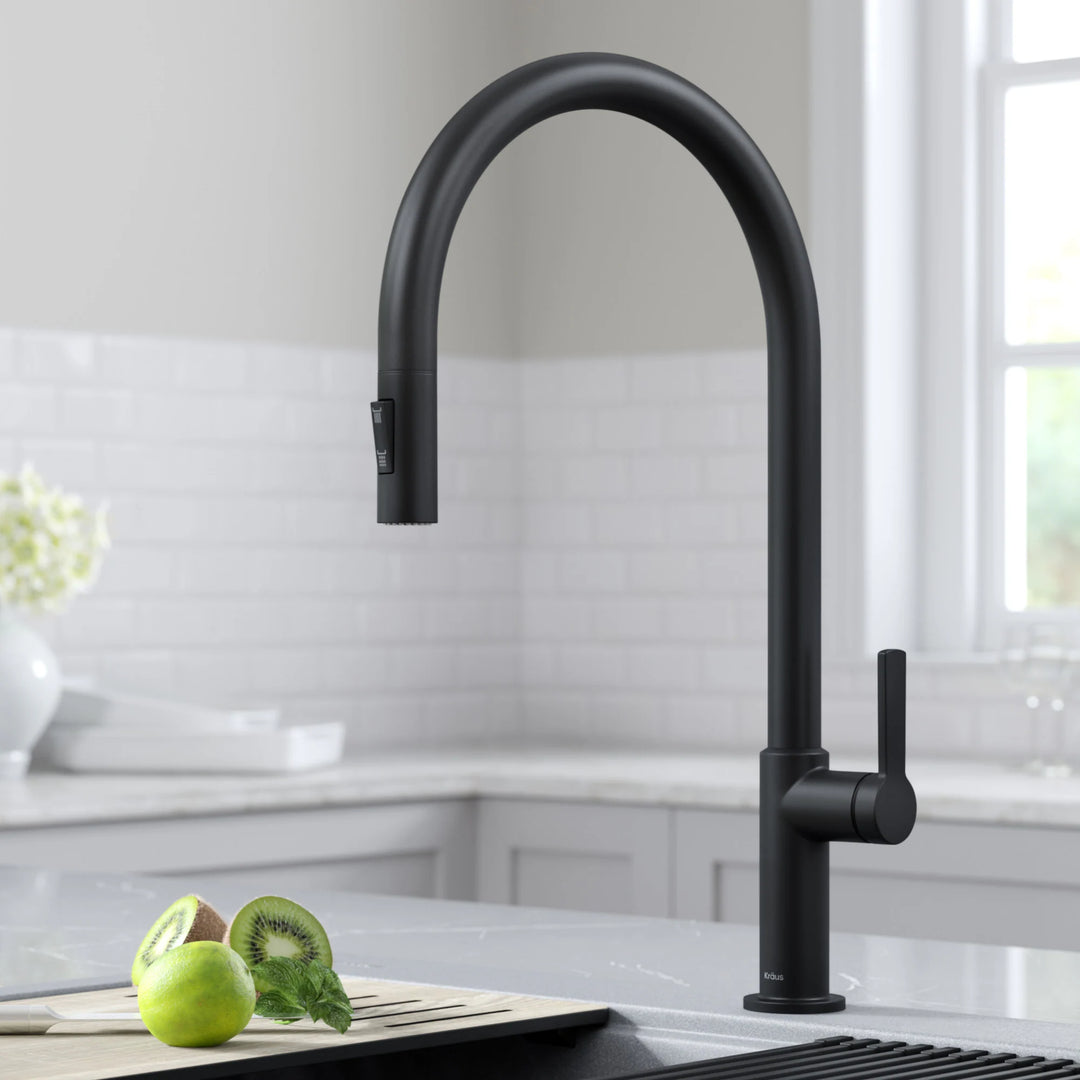 2-Function 1-Handle 1-Hole Pulldown Sprayer Brass Kitchen Faucet
