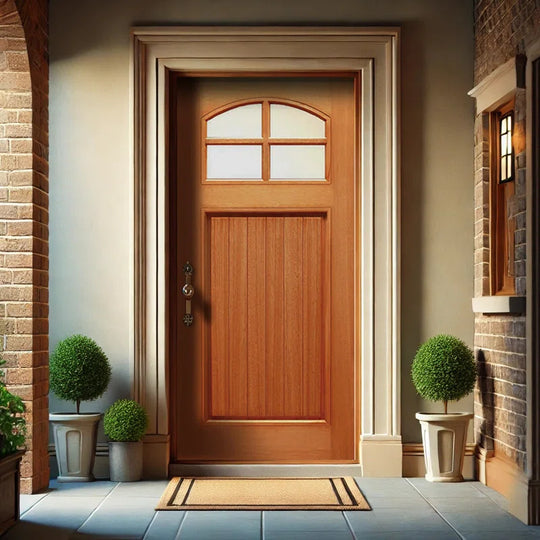 Universal Clear Glass Modern Exterior Unfinished Mahogany Front Door Slab with Door Slab Only