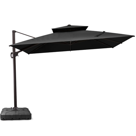 11 X 11 FT Outdoor Square Patio Cantilever Offset Umbrella with Crank and 360 Degrees Rotation