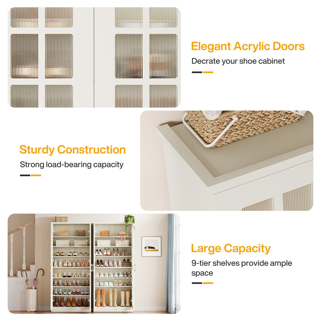 9-Tier Shoe Cabinet with Adjustable Shelves and Doors (71 Inches)