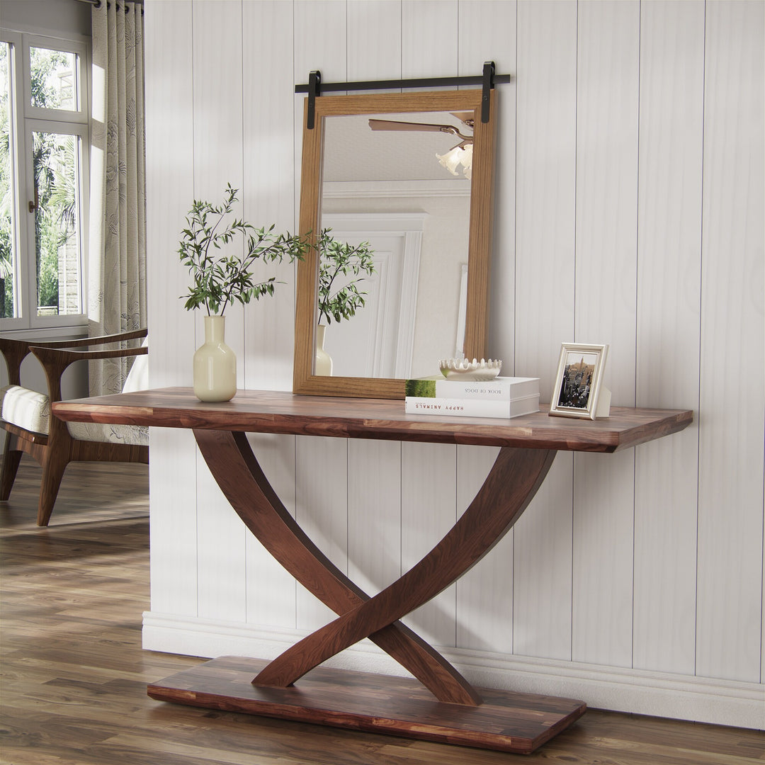 Farmhouse Barn Door Solid Wood Frame Bathroom Vanity Wall Mirror