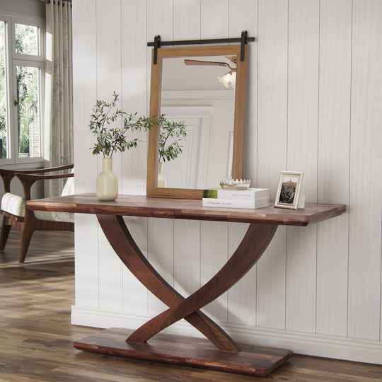 Farmhouse Barn Door Solid Wood Frame Bathroom Vanity Wall Mirror