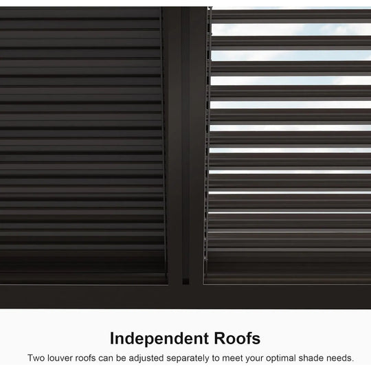 Bronze Louvered Pergola with Adjustable Roof for Deck Backyard Garden Hardtop Gazebo