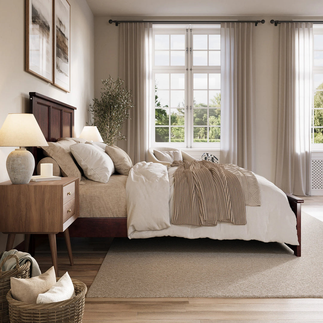 Charlotte Solid Wood Low Profile Platform Bed with Matching Footboard