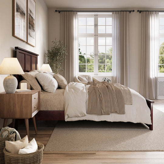 Charlotte Solid Wood Low Profile Platform Bed with Matching Footboard
