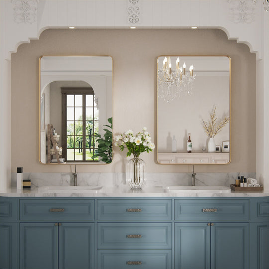 Modern Rounded Rectangle Metal Frame Wall Mirror