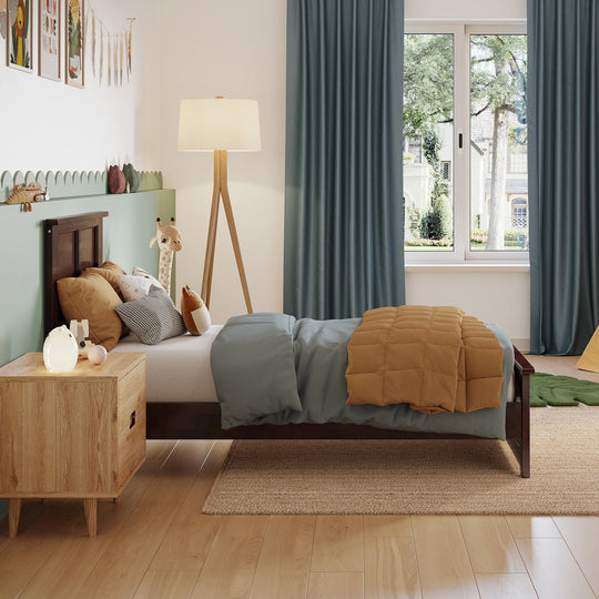 Charlotte Solid Wood Low Profile Platform Bed with Matching Footboard