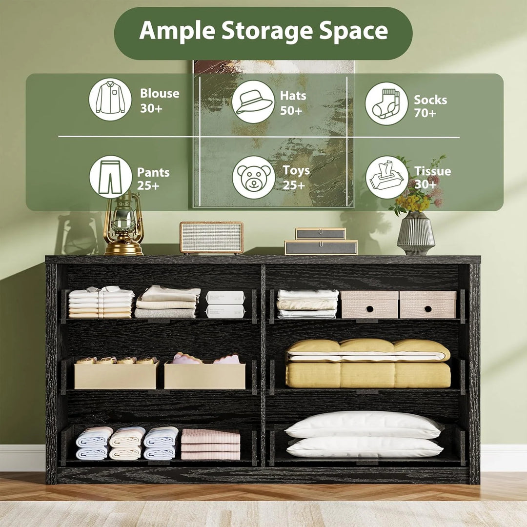 7-Drawer Dresser for Bedroom,Wide Wood Chest with Handle-Free Design,Modern Storage Cabinet for Living Room or Entryway