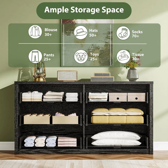 7-Drawer Dresser for Bedroom,Wide Wood Chest with Handle-Free Design,Modern Storage Cabinet for Living Room or Entryway