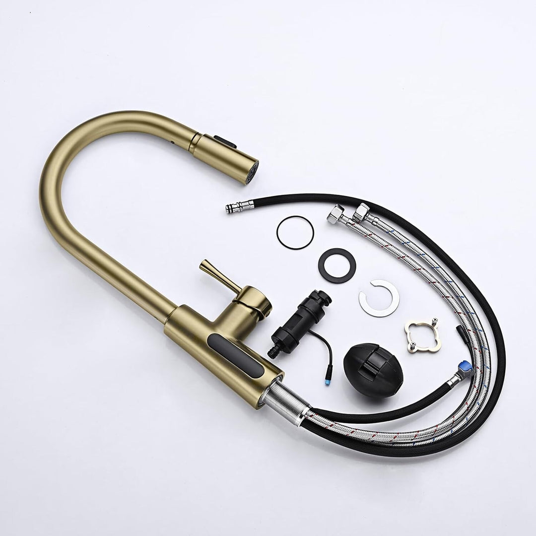 Pull-Down Kitchen Faucet with Temperature Display in Fahrenheit, 3 Water Outlet Modes, Faucet for Kitchen Sink, KF2501