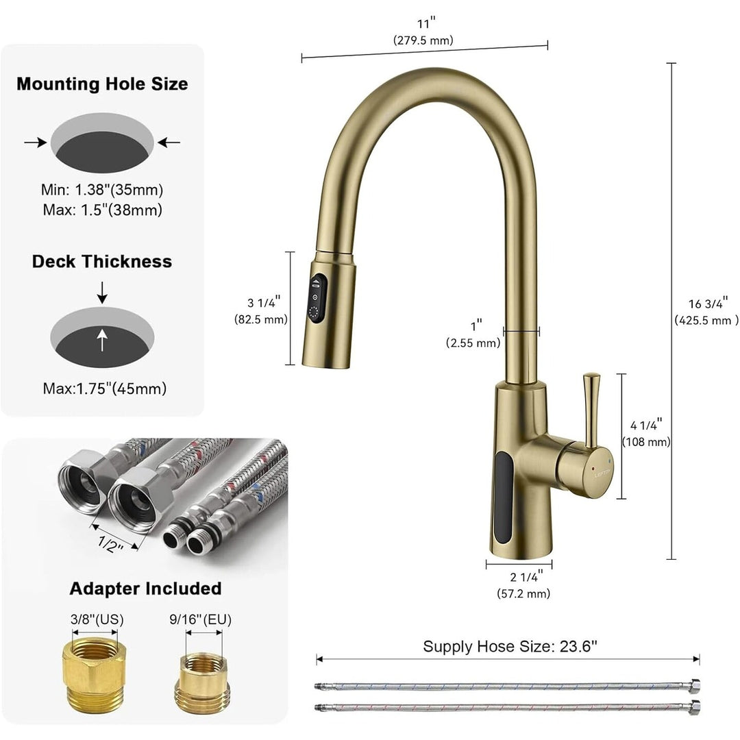 Pull-Down Kitchen Faucet with Temperature Display in Fahrenheit, 3 Water Outlet Modes, Faucet for Kitchen Sink, KF2501