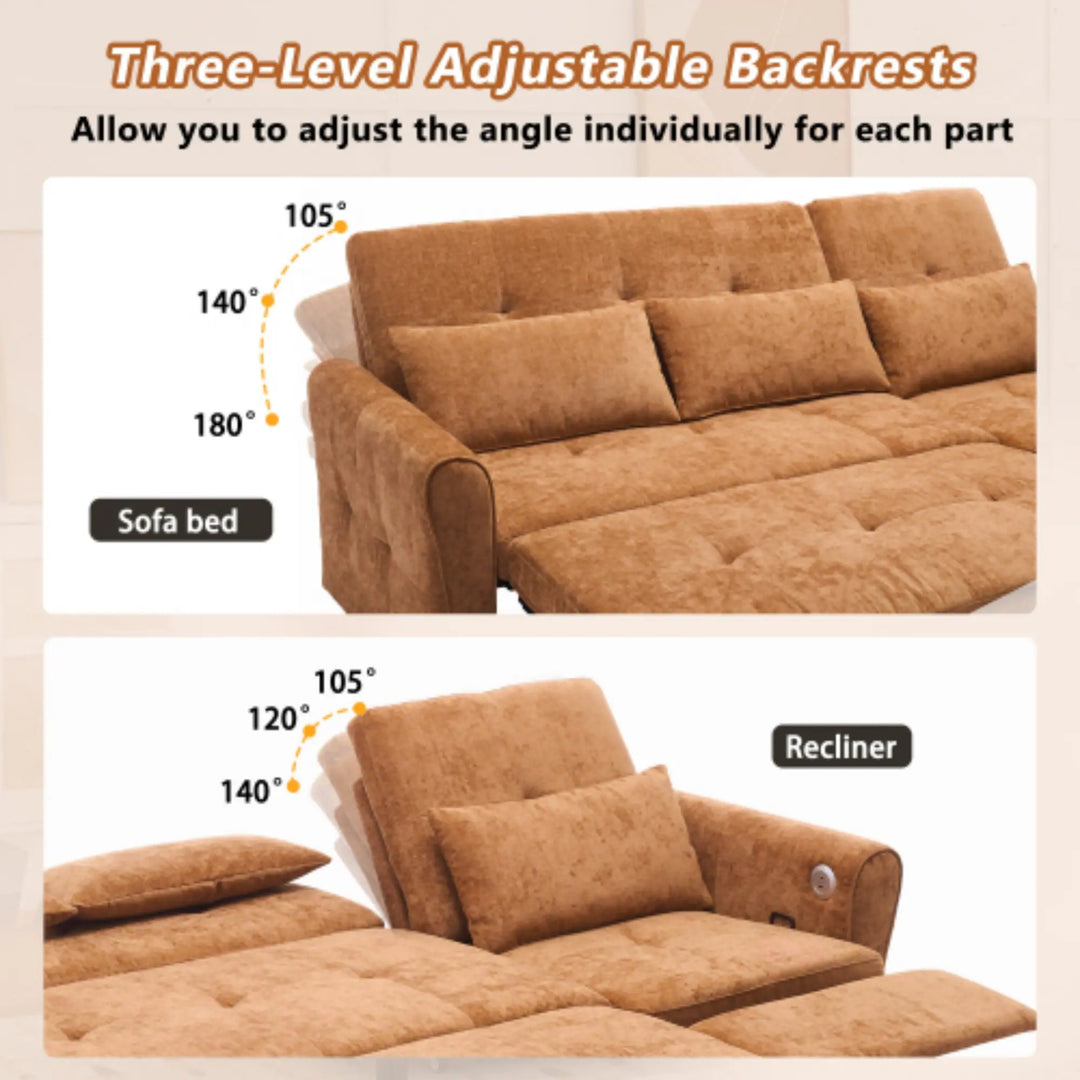 2-In-1 Sofa with Pull-Out Sleeper & Reversible Recliner by