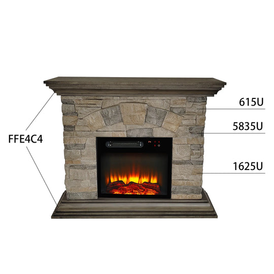 40 In. Faux Stone Freestanding Electric Fireplace - 40" in Width
