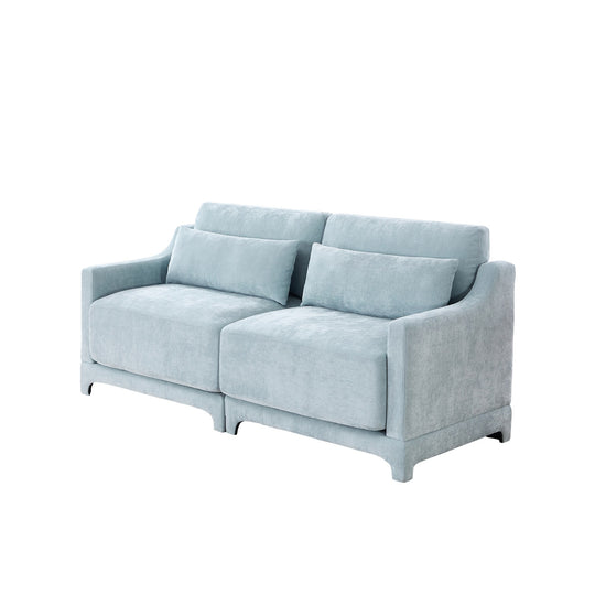 Modern Chenille 4-Seater Sofa with 2 Ottoman, Lumbar Cushions, Ergonomic Backrest, High-Resilience Spongeand Tufted Armrests