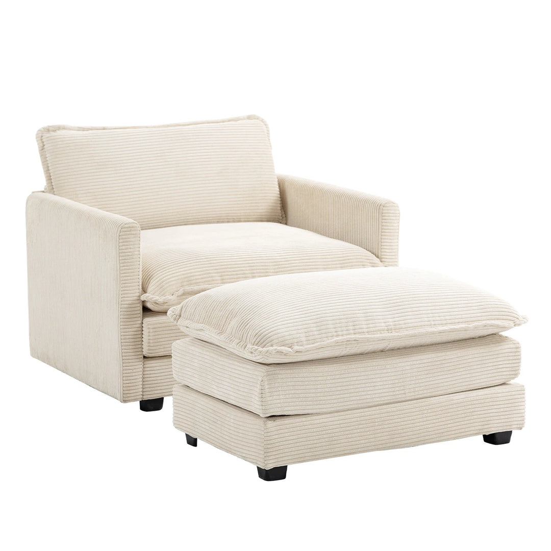 Corduroy Sectional Sofa with Removable Ottomans & Ultra-Soft Cushions for Living Room & Bedroom