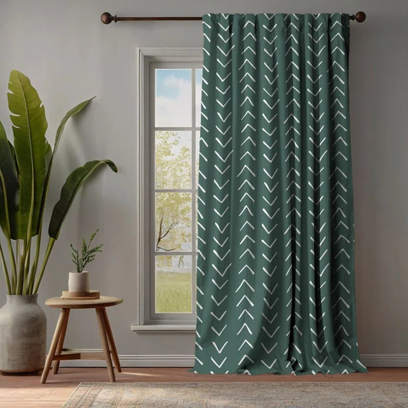 Boho Design Room Lined Decorative Single Panel Curtain