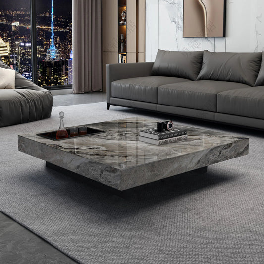 Light Luxury Sintered Stone Square Coffee Table